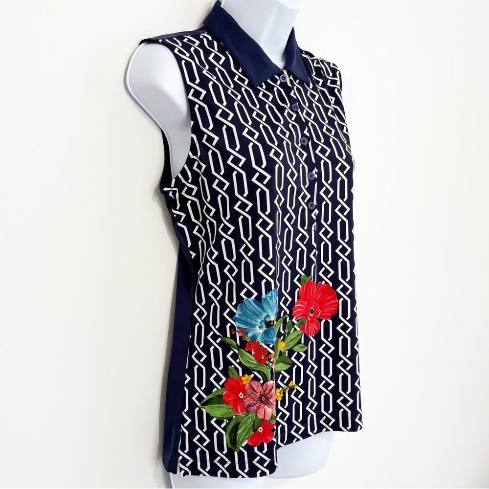 EP PRO TOUR TECH Sleeveless Golf Polo Navy Blue Medium - Picture 2 of 8
